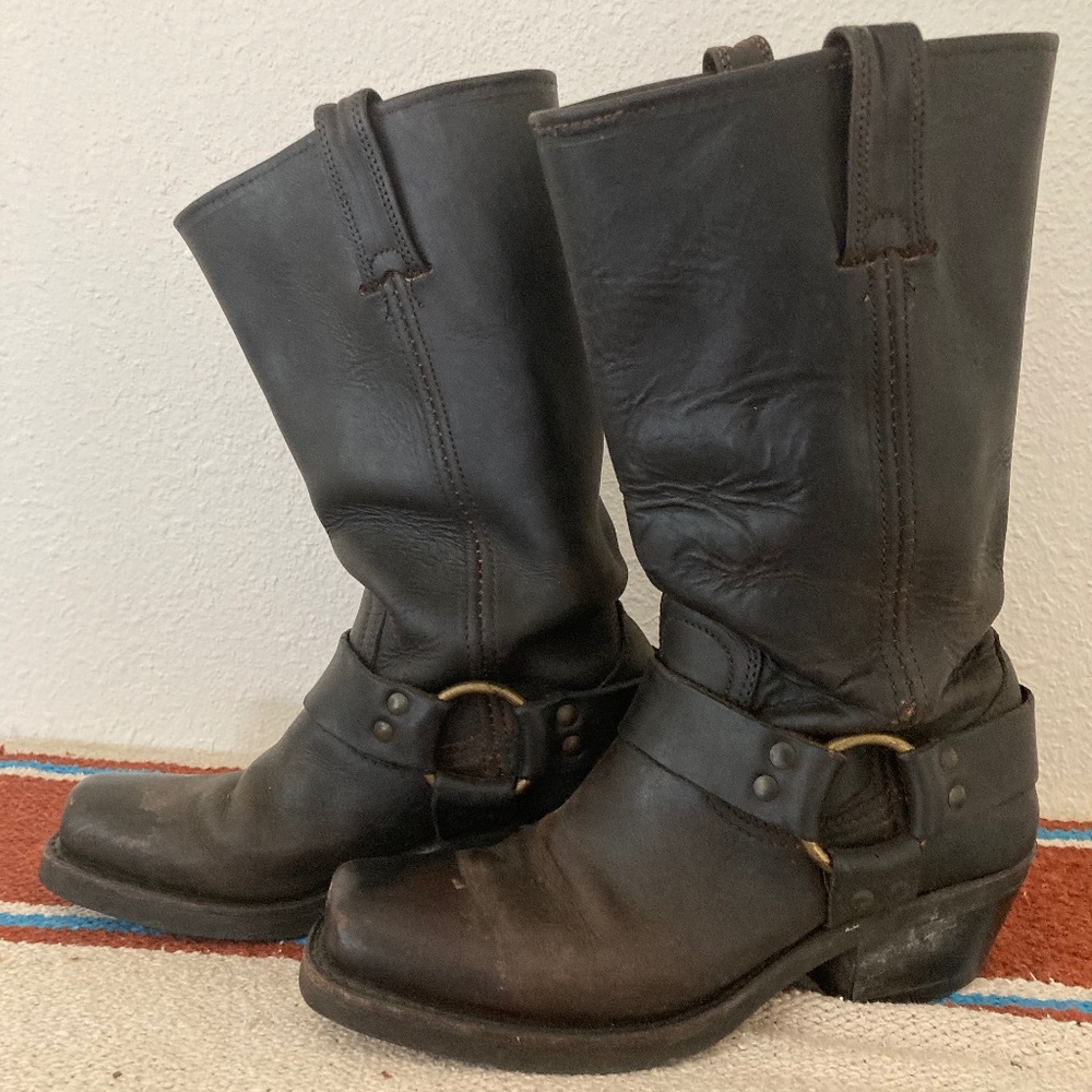 Frye Women's Harness Boots in Dark Brown - size 6M